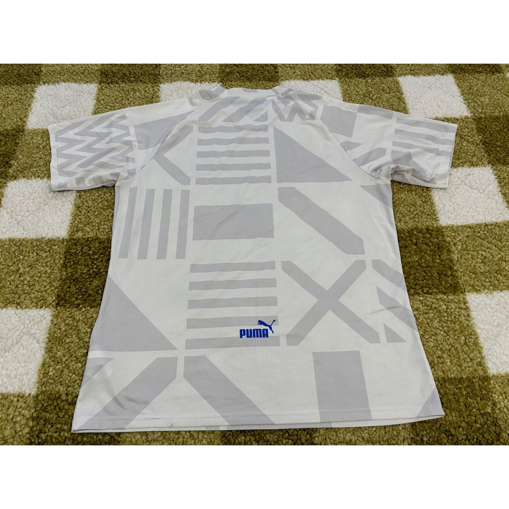 Puma Italy FIGC Soccer Jersey Mens XL White Grey Geometric DryCell Training Top - Picture 8 of 9